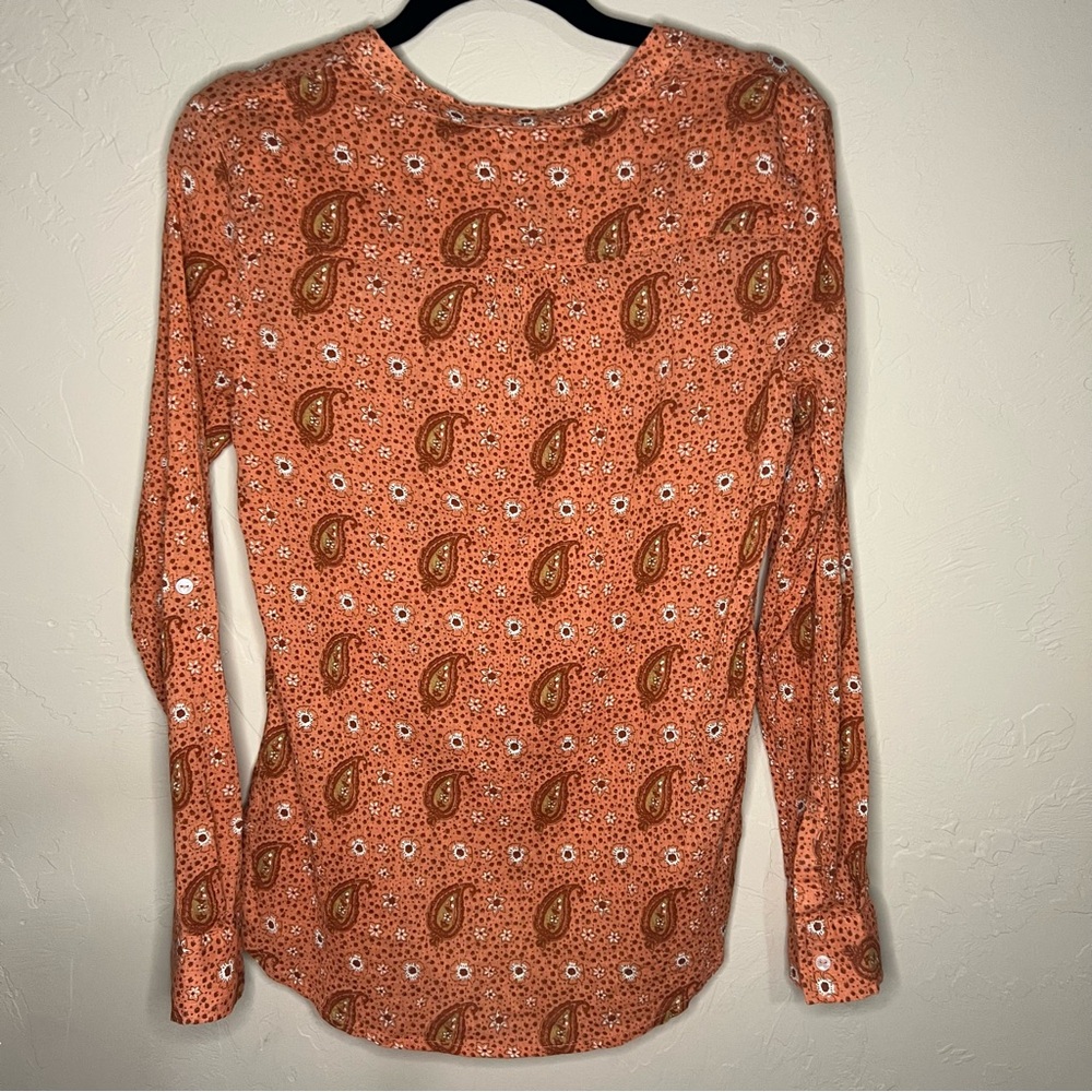 Carve‎ Designs Dylan Gauze Paisley Orange Long Sleeve Boho Top - Picture 9 of 9